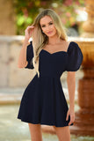 Chloe Puff Sleeve Mini Dress - Navy