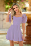 Chloe Puff Sleeve Mini Dress - Lilac