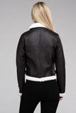 PLUSH TEDDY PU LEATHER JACKET