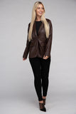 SLEEK PU LEATHER BLAZER