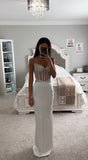 DESTINY WHITE CRYSTAL SATIN GOWN