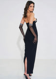 BLACK CRYSTAL EMBELLISHED MAXI DRESS