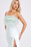 YANA MINT FEATHER MAXI DRESS