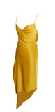 ORANGE SATIN DRAPING MIDI DRESS