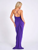 GINA PURPLE DEEP V BACKLESS MAXI DRESS