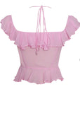 CARLY PINK RUFFLE TOP