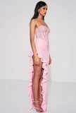 JULIA PINK LACE CORSET MAXI DRESS