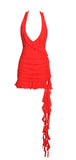 NADIA RED RUFFLE MINI DRESS