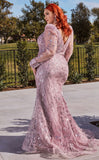 LONG SLEEVE GLITTER PRINT GOWN