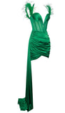 WILMA EMERALD SATIN CORSET DRAPING MINI DRESS