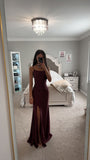 BURGUNDY SATIN GOWN