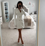 FUR SLEEVE BLAZER DRESS