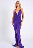 GINA PURPLE DEEP V BACKLESS MAXI DRESS