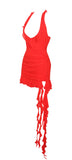 NADIA RED RUFFLE MINI DRESS