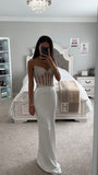 DESTINY WHITE CRYSTAL SATIN GOWN