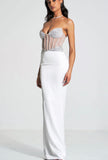 DESTINY WHITE CRYSTAL SATIN GOWN