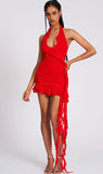 NADIA RED RUFFLE MINI DRESS