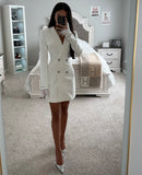 FUR SLEEVE BLAZER DRESS