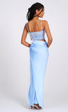 ALLISON CORSET CUTOUT SATIN MAXI DRESS