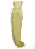 PERRY OLIVE FEATHER GOWN