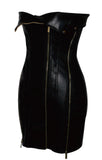 ANORA BLACK LEATHER MINI DRESS