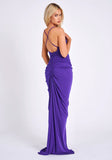 GINA PURPLE DEEP V BACKLESS MAXI DRESS