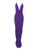 GINA PURPLE DEEP V BACKLESS MAXI DRESS