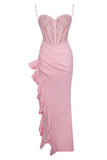 JULIA PINK LACE CORSET MAXI DRESS