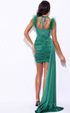 WILMA EMERALD SATIN CORSET DRAPING MINI DRESS