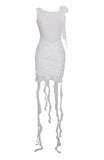 ALAINA WHITE FLORAL RUFFLE MESH MINI DRESS