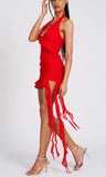 NADIA RED RUFFLE MINI DRESS