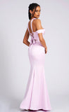 MAUVE HALTER NECK DUCHESS SATIN GOWN