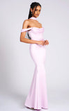 MAUVE HALTER NECK DUCHESS SATIN GOWN