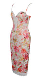 FLORAINNE RED FLORAL PRINT MIDI DRESS