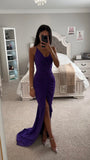 GINA PURPLE DEEP V BACKLESS MAXI DRESS