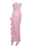 JULIA PINK LACE CORSET MAXI DRESS