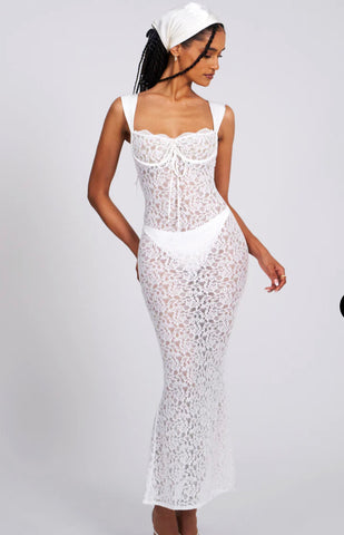 VERONICA WHITE LACE MAXI DRESS