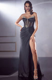 SATIN STRAPLESS CORSET GOWN