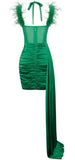 WILMA EMERALD SATIN CORSET DRAPING MINI DRESS