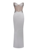 DESTINY WHITE CRYSTAL SATIN GOWN