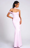 MAUVE HALTER NECK DUCHESS SATIN GOWN