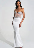 DESTINY WHITE CRYSTAL SATIN GOWN