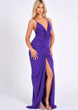 GINA PURPLE DEEP V BACKLESS MAXI DRESS