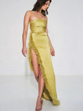 PERRY OLIVE FEATHER GOWN