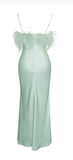 YANA MINT FEATHER MAXI DRESS