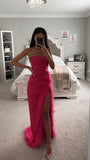 PERRY FUCHSIA FEATHER GOWN