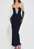 BLACK CRYSTAL EMBELLISHED MAXI DRESS