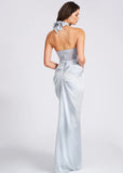 SILVER CRYSTAL CORSET SATIN GOWN