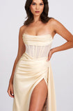 EGG WHITE LINED CORSET GOWN