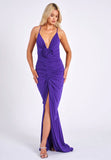 GINA PURPLE DEEP V BACKLESS MAXI DRESS